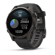 Load image into Gallery viewer, Garmin fenix 8 - 43mm AMOLED Sapphire Carbon gray DLC titanium with black/pebble gray silicone band
