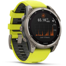 Load image into Gallery viewer, Garmin fenix 8 - 47mm Solar Sapphire Titanium with amp yellow/graphite silicone band