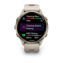 Load image into Gallery viewer, Garmin Forerunner 970 - Soft gold titanium with french grey case and french grey/translucent indigo band