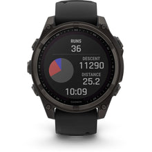 Load image into Gallery viewer, Garmin fenix 8 - 47mm Solar Sapphire Carbon gray DLC titanium with black/pebble gray silicone band