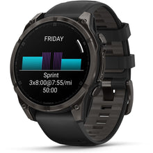 Load image into Gallery viewer, Garmin fenix 8 - 47mm AMOLED Sapphire Carbon gray DLC titanium with black/pebble gray silicone band