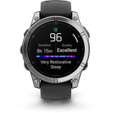 Load image into Gallery viewer, Garmin fenix E – 47 mm AMOLED Stainless steel with black silicone band
