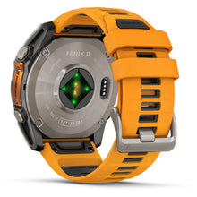 Load image into Gallery viewer, Garmin fenix 8 - 51mm AMOLED Sapphire Titanium with spark orange/graphite silicone band