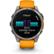 Load image into Gallery viewer, Garmin fenix 8 - 47mm AMOLED Sapphire Titanium with spark orange/graphite silicone band