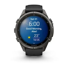 Load image into Gallery viewer, Garmin fenix 9 Pro - 43mm - Carbon Gray DLC Titanium with Black/Pebble Gray Silicone Band