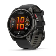 Load image into Gallery viewer, Garmin fenix 8 Pro - 47mm AMOLED Sapphire Carbon grey DLC titanium with black/pebble grey silicone band