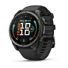 Load image into Gallery viewer, Garmin fenix 9 - 47mm - Carbon Gray DLC Titanium with Black Silicone Band