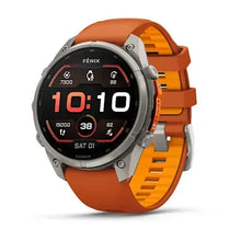 Load image into Gallery viewer, Garmin fenix 9 Pro - 47mm - Titanium with Autumn Orange/Spark Orange Silicone Band