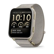 Load image into Gallery viewer, Garmin Venu X1 - Soft Gold with titanium caseback and French Gray nylon band