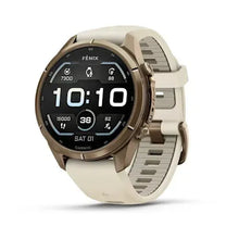 Load image into Gallery viewer, Garmin fenix 9 Pro- 43mm - Autumn Gold Titanium with Cream/French Gray Silicone Band