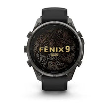 Load image into Gallery viewer, Garmin fenix 9 Pro InReach - 47mm - Carbon Gray DLC Titanium with Black/Pebble Gray Silicone Band