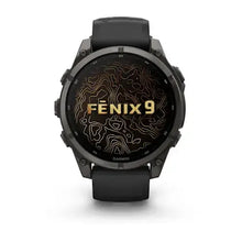 Load image into Gallery viewer, Garmin fenix 9 - 47mm - Carbon Gray DLC Titanium with Black Silicone Band
