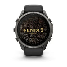 Load image into Gallery viewer, Garmin fenix 9 Pro InReach - 51mm - Carbon Gray DLC Titanium with Black/Pebble Gray Silicone Band