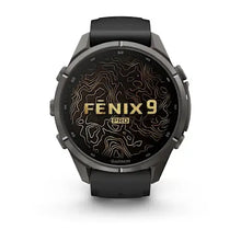 Load image into Gallery viewer, Garmin fenix 9 Pro InReach - 43mm - Carbon Gray DLC Titanium with Black/Pebble Gray Silicone Band
