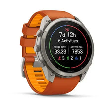 Load image into Gallery viewer, Garmin fenix 9 Pro - 51mm - Titanium with Autumn Orange/Spark Orange Silicone Band