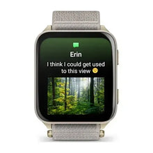 Load image into Gallery viewer, Garmin Venu X1 - Soft Gold with titanium caseback and French Gray nylon band