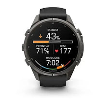 Load image into Gallery viewer, Garmin fenix 9 Pro - 43mm - Carbon Gray DLC Titanium with Black/Pebble Gray Silicone Band
