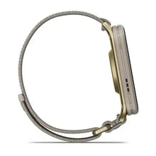 Load image into Gallery viewer, Garmin Venu X1 - Soft Gold with titanium caseback and French Gray nylon band