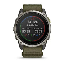 Load image into Gallery viewer, Garmin Enduro 4 Smartwatch - Titanium with dark olive ComfortFit fabric band