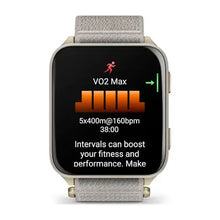Load image into Gallery viewer, Garmin Venu X1 - Soft Gold with titanium caseback and French Gray nylon band