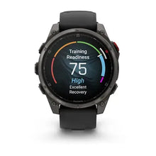Load image into Gallery viewer, Garmin fenix 8 Pro - 47mm AMOLED Sapphire Carbon grey DLC titanium with black/pebble grey silicone band