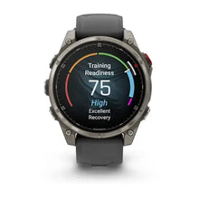 Load image into Gallery viewer, Garmin fenix 8 Pro - 47mm AMOLED Sapphire Titanium with Graphite/black silicone band