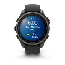 Load image into Gallery viewer, Garmin fenix 8 Pro - 47mm AMOLED Sapphire Carbon grey DLC titanium with black/pebble grey silicone band