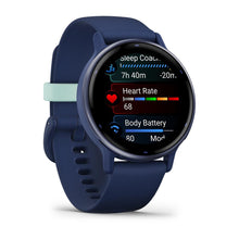 Load image into Gallery viewer, Garmin Vivoactive 5 - Metallic Navy Aluminum Bezel with Navy Case and Silicone Band